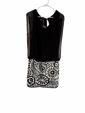J Kara Black & White Beaded Midi Dress